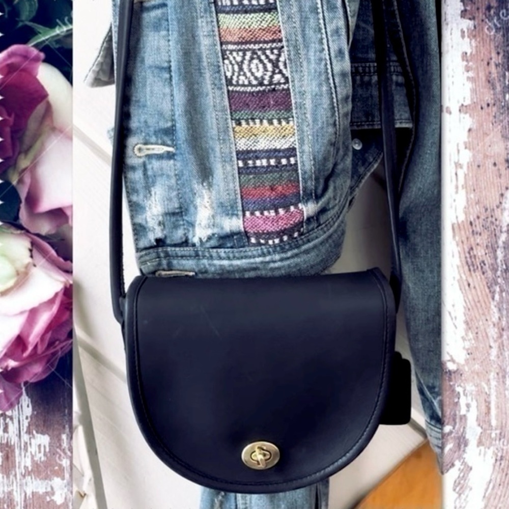 VINTAGE COACH BLACK LEATHER CROSSBODY MINI BAG 9825 - Picture 8 of 17